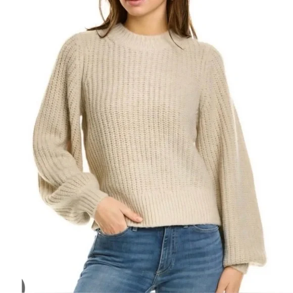 Boden Cobalt‎ Blue Chunky Knit Ribbed Balloon Sleeve Wool Alpaca Sweater Cozy - Picture 3 of 10